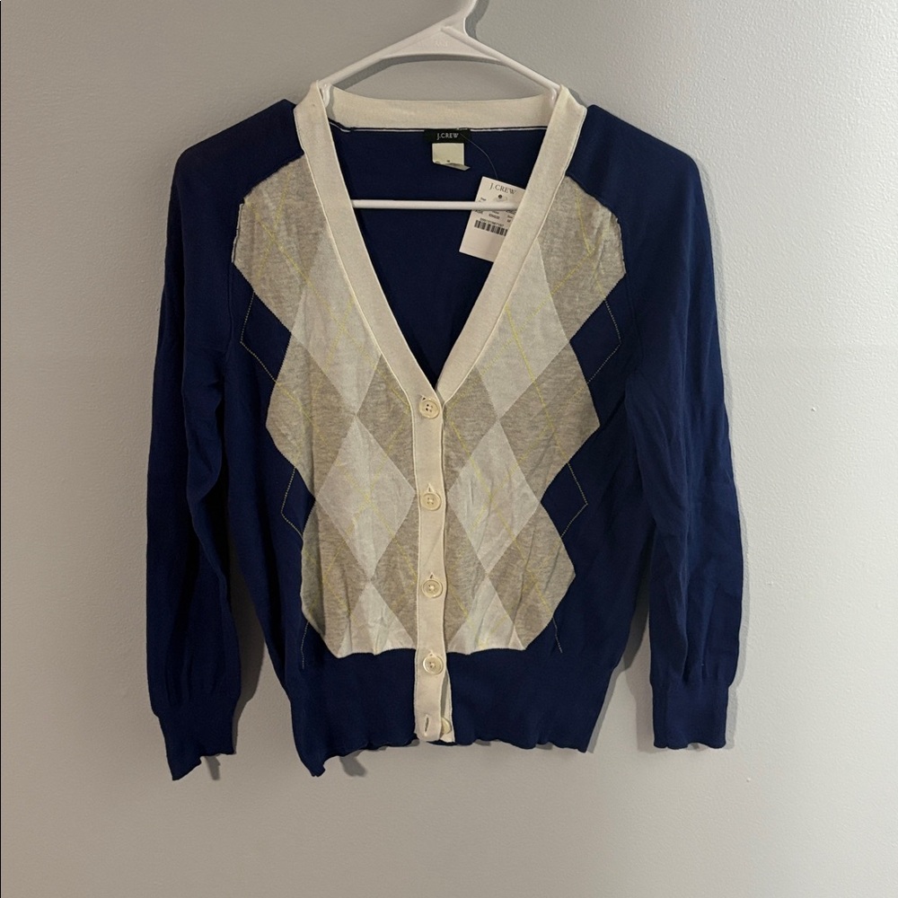 J. Crew • Argyle Button Down Cardigan